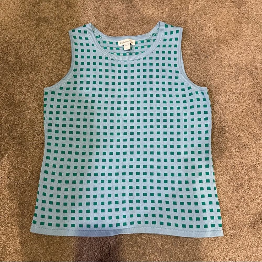Coldwater Creek Square Print Gingham Sweater Tank